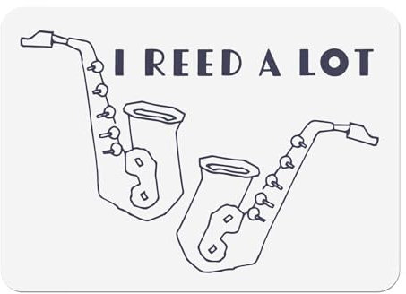 I Reed a Lot Music Musician Instrument Wind Place Mat Cork Backed Large 39.5 x 28.5 cm White