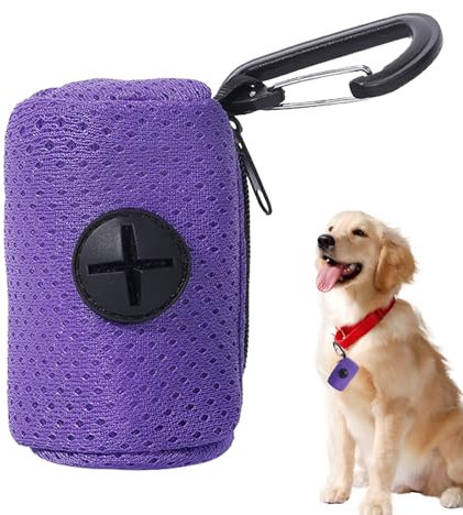 Besreey Spender für Hundekotbeutel | Hundekotbeutelhalter aus Netzstoff mit Leinenbefestigung und Reißverschluss | Hundebeutelspender mit großer Kapazität, tragbarer Kotbeutelhalter für Hunde
