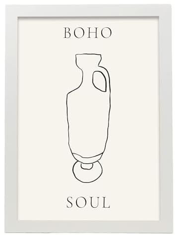 Nacnic Vaso del pavimento Foglia. In Vasi spirituali Manifesto. Dipinti decorativi estetici per il tuo soggiorno, camera da letto, casa Dimensioni A3 con cornici bianche