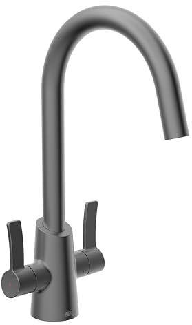 Bristan Acorn Kitchen Tap, Gun Metal, ACR EFSNK GM | Modern Design, Swivel spout, Top fix EasyFit installation, Dual lever operation, Kitchen mixer tap, Lifetime Cover