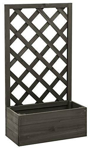 ShCuShan Garten-Spalier mit Blumenkasten Grau 50x25x90 cm Tannenholz Pflanzkasten Mit Spalier Rankgitter Balkon