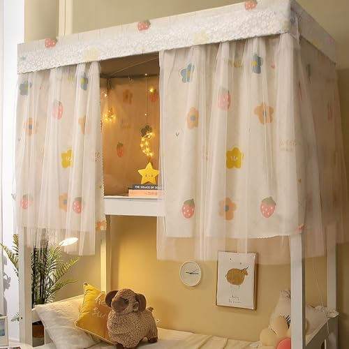 IBLUELOVER Rideau de Lit Superposés Moustiquaire Ciel de Lit en Tissu Rideau d'occultation pour Cabine Lits à Coucher Mezzanine Chambre Tente de Lits Dortoir étudiant Collèges Rideaux Couvre Cabane