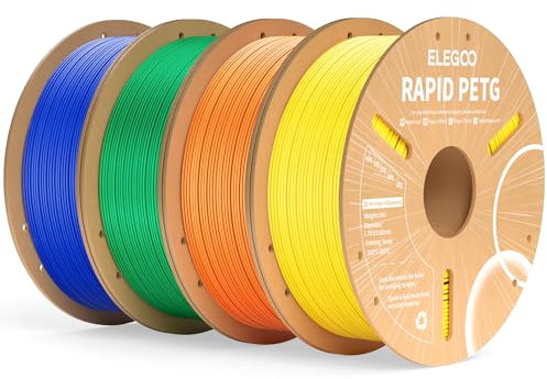 ELEGOO Rapid PETG Filament 1.75mm Gelb Orange Grün Blau 4 KG, High Speed 600mm/s 3D Drucker Filament Maßgenauigkeit +/- 0.02 mm, 4kg Pappspule(8.8lbs) Passend für die Meisten 3D Printer