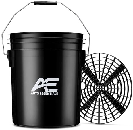 Auto Essentials Car Wash Bucket, 16L Detailing Valeting Rinse Bucket with Grit Guard, Black