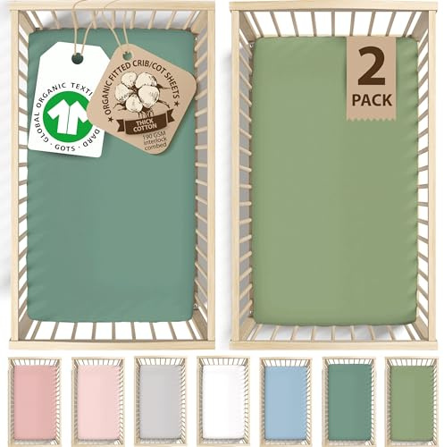 ORGANIC Next2me lakan kompatibla med många och Tutti bambini spjälsängar – GOTS ekologisk bomull – mysig och tjock 190 GSM 'Next To Me' spjälsäng lakan – 51 x 85/50 x 80/52 x 83 för Maxi Cosi Iora