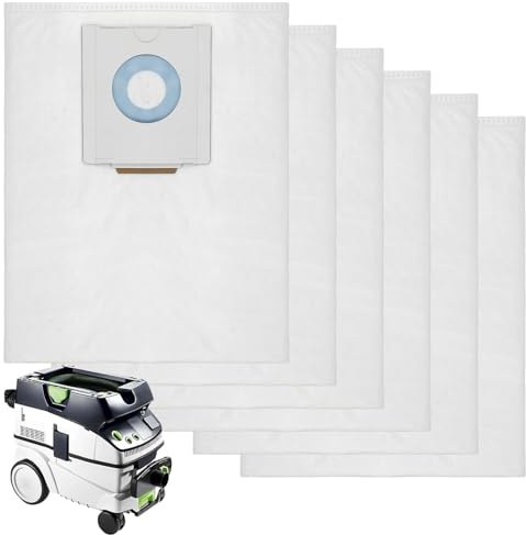 6 Stück Staubsaugerbeutel für Festool CT 26/CTM 26 E/CTL 26E CLEANTEC Serie | Staubsauger für Festool 496187, Große Kapazität Filtersack, Reißfest, Dust Extractor Ersatzteile Zubehör SC FIS-CT 26/5