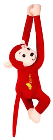 Huamengyuan Spielzeug Cartoon Tierpuppen Puppe Plüschpuppe Kuscheltiere Kuscheltier Hanging Monkey Orang Utan Plüsch AFFE AFFE mit Langen Armen zum Aufhängen Vorhanghaken Rot, 65 cm