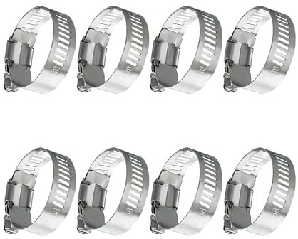 Set di morsetti a vite, in acciaio inox 304, 8 pezzi da 21 a 38 mm, fascette regolabili, morsetti per tubo della benzina, tubo del gas per la casa e altri pantaloni