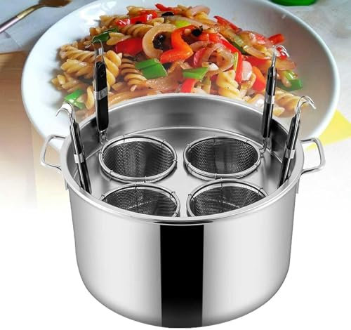 PGKTKCWH Set di Inserti per cuocipasto, pentola per Pasta in Acciaio Inox Multifunzionale con cestello scolapasta, pentole per Spaghetti per Cucina Domestica, utensile da Cucina Commerciale