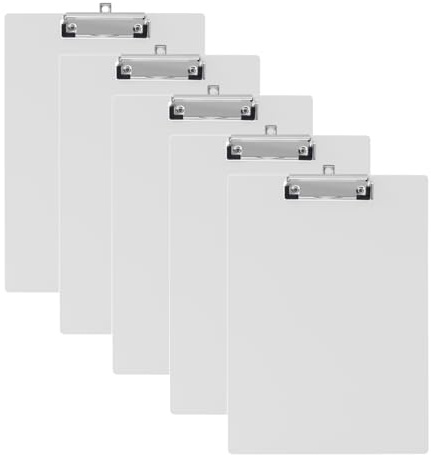 LELADY Porte-bloc A4 avec Pince, 5 Pièces Porte-Blocs, Planchettes à Pince Avec Clip et Trou de Suspension, pour Bureau, École, Restaurant