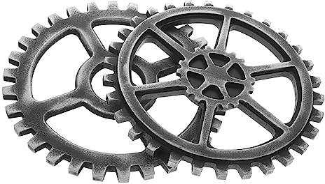 GRIRIW Holzzahnrad Wandornament 2 Stück Schwarz Vintage Steampunk Stil für Wohnzimmer und Büro Industrielle Holzdekoration im 30cm Durchmesser
