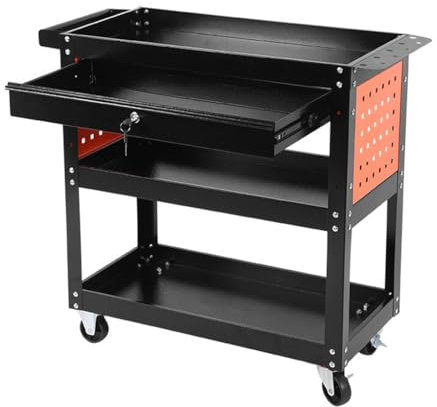 NEWCIX 3-tier Rolling Tool Cart, Wheeled Tool Cart For Mechanics, Heavy-duty Tool Cart With Drawers, Garages, Warehouses And Repair Stores