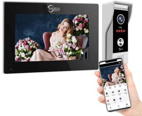 Interphone vidéo Filaire pour Appartement, Sonnette 1080P et caméra HD, Moniteur Tactile de 7 Pouces,TUYA Smart Interphone vidéo pour la Maison, kit de téléphone de (1 Sonnette+1 Moniteur)