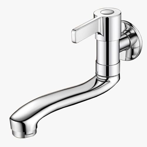 Küchenarmaturen, schwenkbar, Messing, Wandmontage, Einhebel-Kaltwasserhahn, G1/2 Zoll, Wasserhahn für Badezimmer, Waschtisch, Chrom, 20 cm