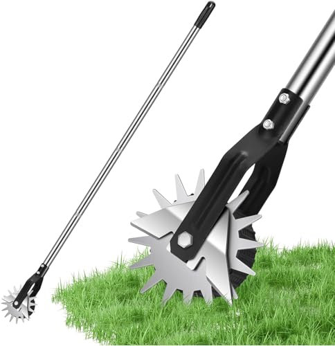 Lawn Edger,Wheel Rotary Edger Manual Electric Weeder,Rotary Grass Edger Tool with Wheel,Garden Edger for Landscaping Sidewalk Yard, Hand Rotary Lawn Edger,Lawn Edger Tool