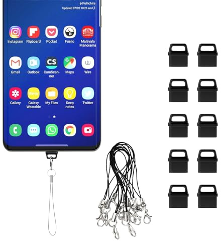 10 Piezas Tapas de Tapón Antipolvo USB C, Tapa de Puerto de Carga, Cubierta de Antipolvo Tipo C con 10 Cordón para Teléfono Móvil y 1 Cepillo de Limpieza para la Mayoría los Teléfono