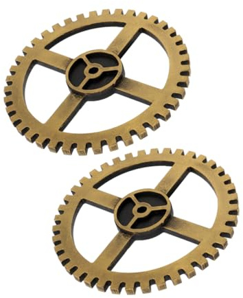 JUMPLAWN Goldene Zahnrad Wanddekoration 2 Stück Vintage Industrie Stil Leicht Anzubringen für Büro und Zuhause