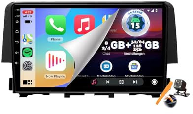 M6 pro1,YLOXFW Android 15.0 Coche Radio 2 DIN Estéreo para Civic 2016-2021 GPS Sat Navi 10.1''Cartablet Multimedia Vídeo Reproductor BT FM Receptor con Carplay 4G 5G WiFi DSP SWC