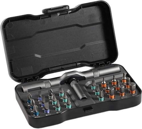 24 in 1 Magnetic Ratchet DIY Screwdriver Set – Multi-Bit Precision Screwdriver Kit with T-Shaped Handle & Storage Case, S2 Steel Bits for Electronics, Furniture, Computer, and DIY Repair