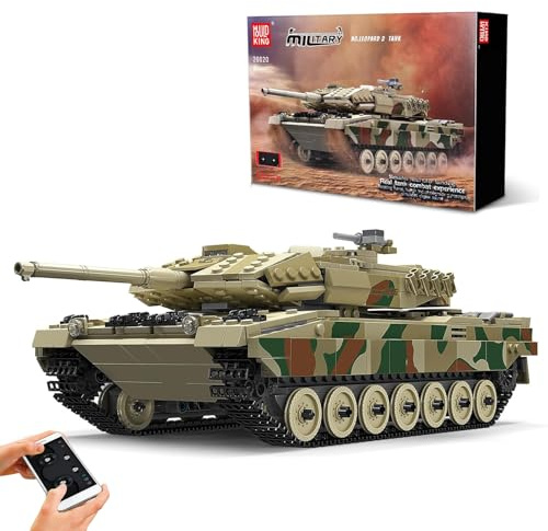 Mould King 20020 Technik Panzer Bausteine, Kreativität Leopard Tiger Panzer mit Fernsteuerung und Motoren, 1091 Teile MOC Fernbedienung Tank Klemmbausteine Bausatz Spielzeug