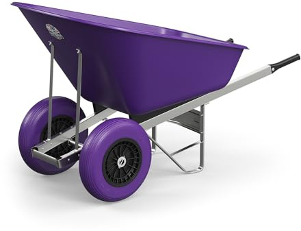 Agri Barrow Wheel Barrow 160 Litre Plastic Wheelbarrow with Puncture Proof Twin Slim Tyres, Purple – Ideal for Equestrians, Farmers, Gardeners, Stable Yards, and Heavy-Duty Use