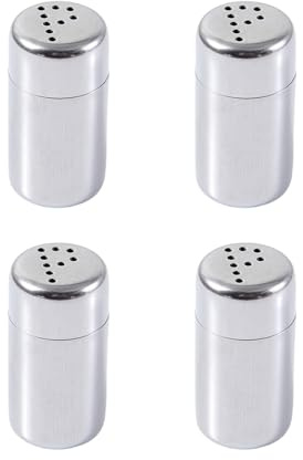 4pcs Travel Friendly Small Salt Shaker Set Stainless Steel Condiment Owner Spice Container with Camping Lid