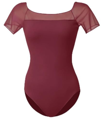 ROYAL SMEELA Sexy mesh ballett trikot damen mit bh Kurzarm ballettbody frauen ballettkleidung leotard nylon tanztrikot erwachsene tanzen trikots ballerina body