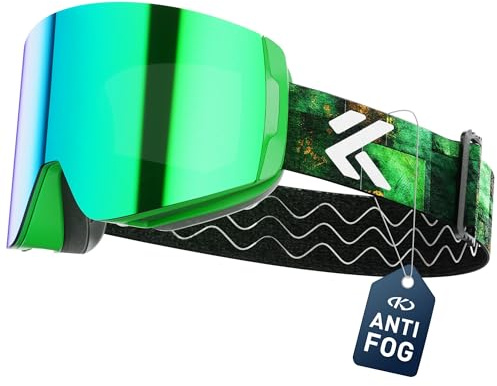 KAPVOE Gafas de Esquí OTG para Hombre y Mujer Antivaho Gafas de Snowboard, Lentes Magnéticos Intercambiables, Protección UV400, Deportes de Invierno K718