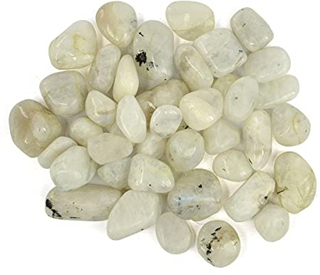 INDIA MADE Pietra di luna arcobaleno naturale burattata, pietra grezza grezza, confezione da 100 grammi -B099ZM4HXP