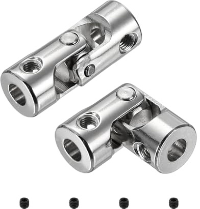 sourcing map 2pcs Universal Joint Shaft Coupling, 4mm to 4mm Inner Dia Rotatable Steering Shaft U Joints Coupler with Screws for RC Car, Robot, Boat Drive Ship Motor Use