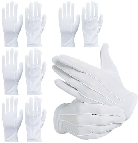 4 Pairs White Gloves Fancy Dress Stitched White Gloves for Men and Women Breathable and Soft Stitched WhiteGloves for Handling Wedding Dress Catering and Jewellery