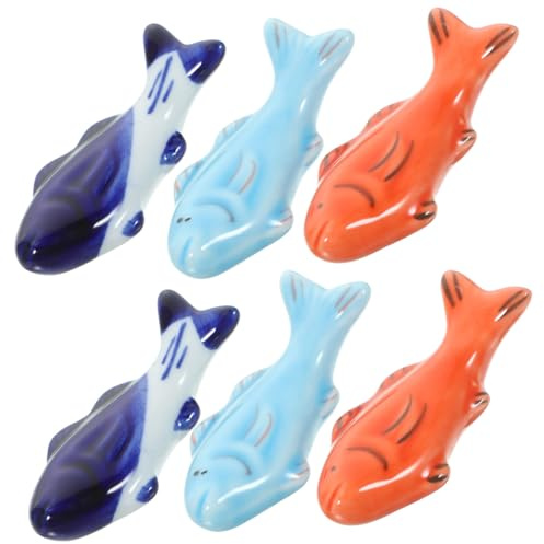 ZUNOXAZ Soporte para Palillos Forma de Pez de Cerámica 6 Piezas | Estilo Japonés Elegante, para Hotel y Comedor, Ayuda a Evitar que Rueden y Facilita la Limpieza Estilo Aleatorio
