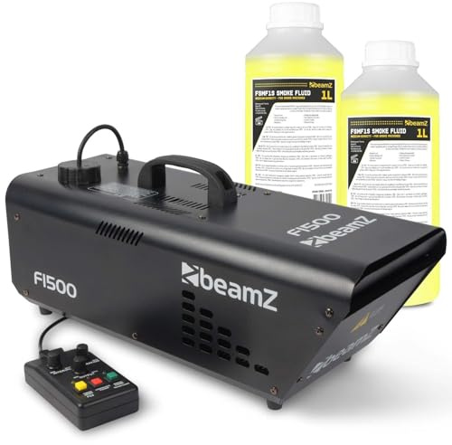 BeamZ F1500 - Hazer Nebelmaschine mit Fernbedienung 1500 Watt mit 2 Liter Nebelfluid, Dunstnebelmaschine, DMX, Timer & Intervallfunktion, Rauchmaschine für konstante Nebelerzeugung auf Bühnen