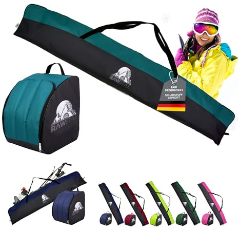 BambiniWelt by Rafael K. Ski Set - Skischuhtasche 40x42x30cm - Skitasche wasserdichte Wintersporttasche mit Reißverschluss - Skiaufbewahrungtasche für Ski, Skischuhe, Helm & Handschuhe
