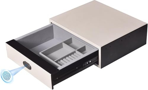 VALINIRT Jewellery Box with Drawers，Biometric Safe Box Jewellery Vault Leather Wrapped Quick-Access Fingerprint Lock