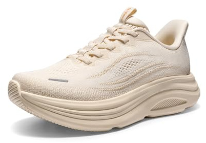 ALLSWIFIT Women's Slip On Walking Shoes Hands-Free Cushion Running Tennis Comfortable Arch Support Gym Workout Athletic Fashion Sneakers StediCloud,Size 8,Beige,SARS26003W