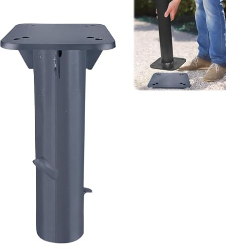 YUENFONG Universal Sonnenschirmständer Metall Bodenplatte Grundplatte zum Einbetten in Beton Bodenhülse für Ampelschirme, Gartenschirme, Kurbelschirme, Dunkelgrau