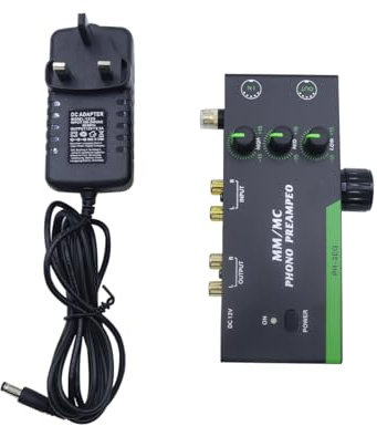 Riven MM MC Phono Preamp Turntable Amplifier, 3-Band EQ, Adjustable Gain, 5-Pin XLR Input Output