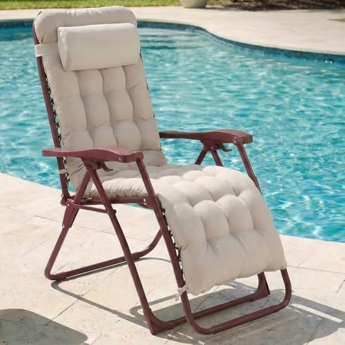 CASABEL Poltrona Relax a Gravità Zero Pieghevole con Cuscino, Poltrona Reclinabile Regolabile per Giardino, Balcone o Campeggio, con Struttura in Acciaio e Tessuto Textilene resistente, Terracotta
