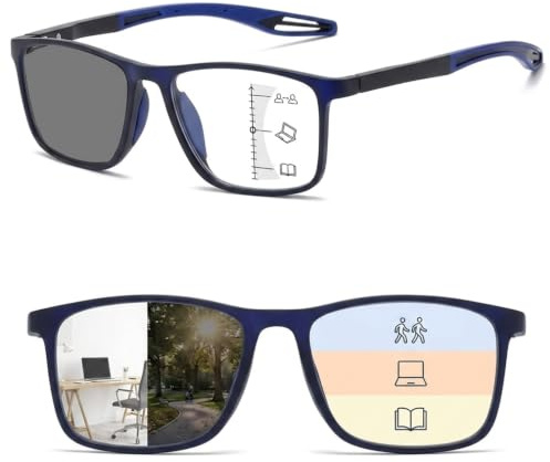 Progressiva läsglasögon utan linje blåljusfilter | Ultralätta TR90 varifokala läsglasögon med blåljusfilter och UV400-skydd för datoranvändning