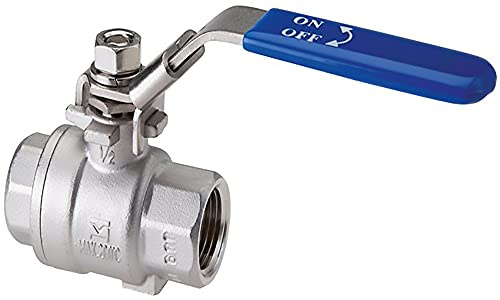 Edelstahl-Kugelhähne 2-teilig mit Innengewinde, leichte Bauform, mit vollem Durchgang, Eco-Line/PN 63 Kugelhahn für Wasser, Dampf, Öl, Druckluft, Kraftstoffe, aggressive Medien (Gewinde: G 1/2)