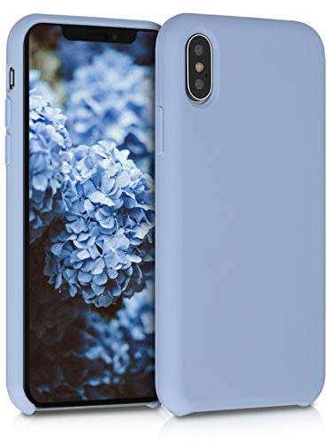 kwmobile Handyhülle für Apple iPhone XS Hülle - Case Silikon - Kabelloses Laden - Schutzhülle Cover in Hellblau matt