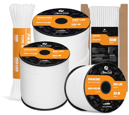 Abma Cord 550 Paracorde 4mm 30m Type III Corde 100% Nylon 7 Brins Rope | Max 250kg, Bracelet, l'artisanat, Survie, Extrieur