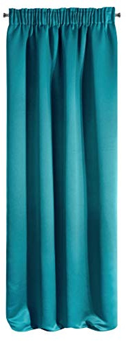 Eurofirany Design91 Glatt Blackout Verdunkelnd Kräuselband Weich Vorhänge Gardinen Modern Schlicht Schlafzimmer Kinderzimmer Wohnzimmer, Petrol, 135x270cm, D91/Z/PARISA/PET 135X270 T 350