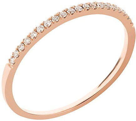 Ardeo Aurum Damenring aus 375 Gold Roségold mit 0,10 ct Diamanten Brillant Memoire Vorsteckring schmal Stapelring Gr. 50