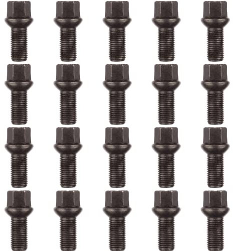 Ellis Excellence Set of 20 Alloy Wheel Bolts M14 x 1.5, 27mm Thread, Radius Seat, 17mm Hex (Black)