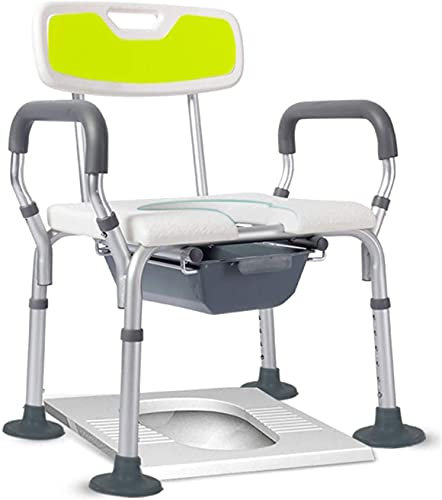 CHEWYNP Duschstuhl, strapazierfähig, höhenverstellbarer Toilettensitz mit Armen und Rückenlehne, U-förmiger Badezimmerhocker, rutschfestes Lastgewicht 150 kg, für ältere Senioren, Behinder