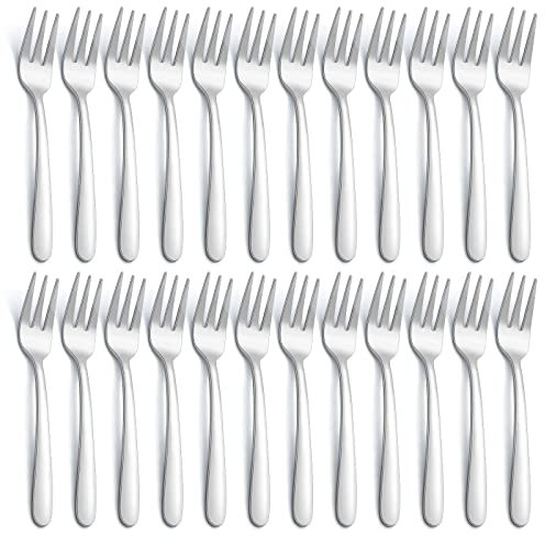 BEWOS Kuchengabeln/Dessertgabeln 24 Stück Set, 5,31 Zoll (13,5cm) Kuchengabel, Edelstahl Gabeln, Spülmaschinenfest, Spiegelpoliert Gabeln, Geeignet für Haushalte, Restaurants, Kantinen usw