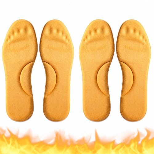 2 Pairs Goofort Self Heating Insoles Winter Warm Insoles Thermal Heated Shoe Inserts with Soft Memory Foam Cushioning Perfect for Freezer/Cold Storage Work, Skiing, Ice Skating, Hiking Cold Weather