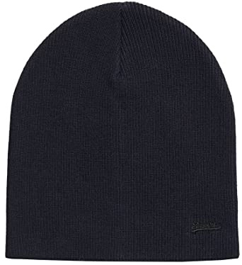 Superdry Herren Orange Label Vintage Logo Beaniemütze aus Bio-Baumwolle Finster Marineblau Gesprenkelt 1SIZE